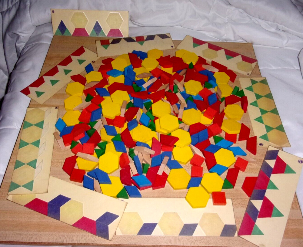 Thick Wood Math Manipulatives Geometric Learning & Design Cards