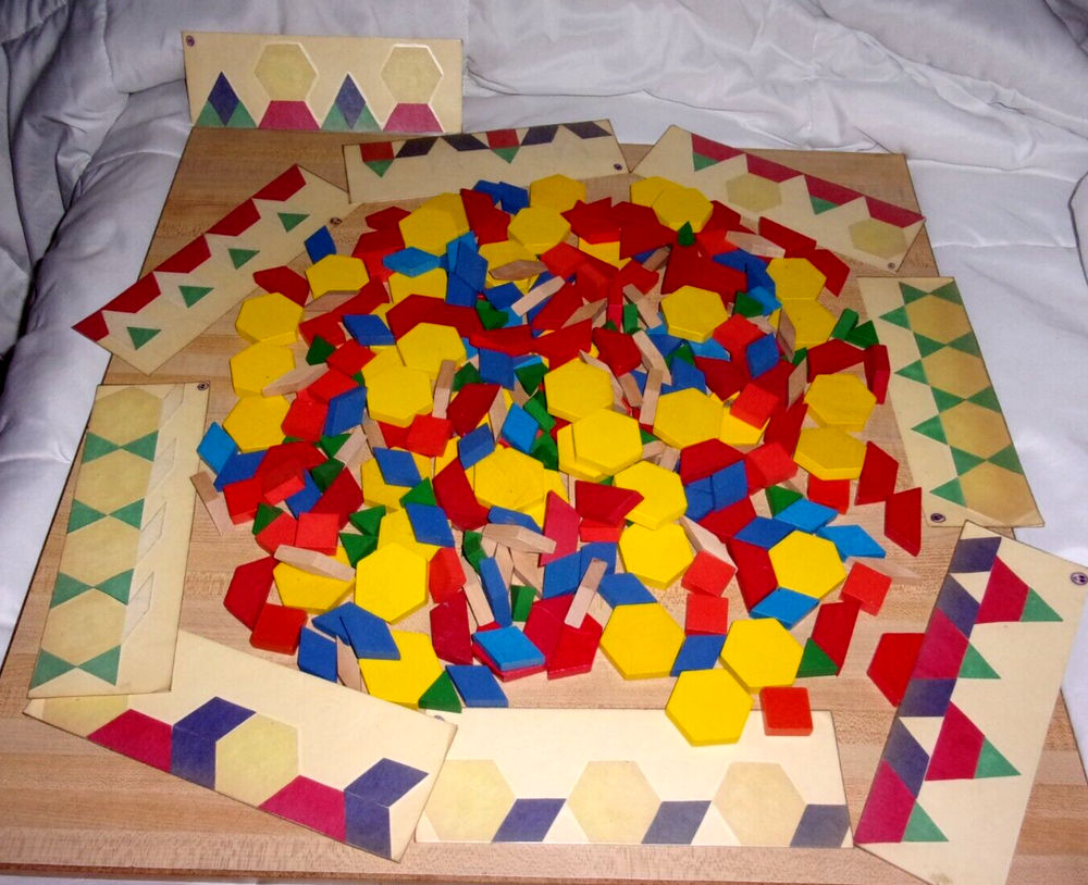 Thick Wood Math Manipulatives Geometric Learning & Design Cards