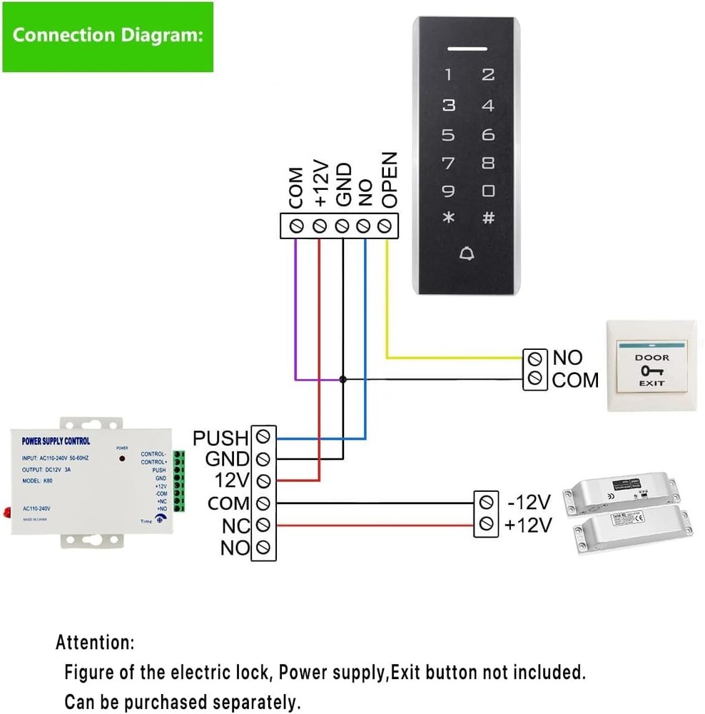 Door Access Control System Keypad ID Card Reader 1000 Users Support 5PCS Keyc...