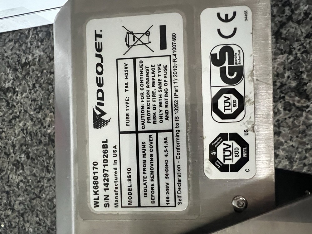 VideoJet 8510 TIJ 2.5 Printer, Pharmaceutical Track & Trace