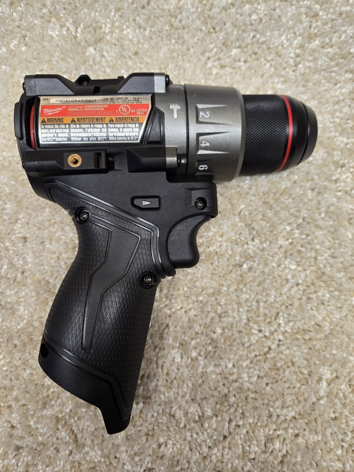 Milwaukee 3404-20 1/2" M12 Hammer Fuel Brushless Drill Driver Gen 3 BLACK