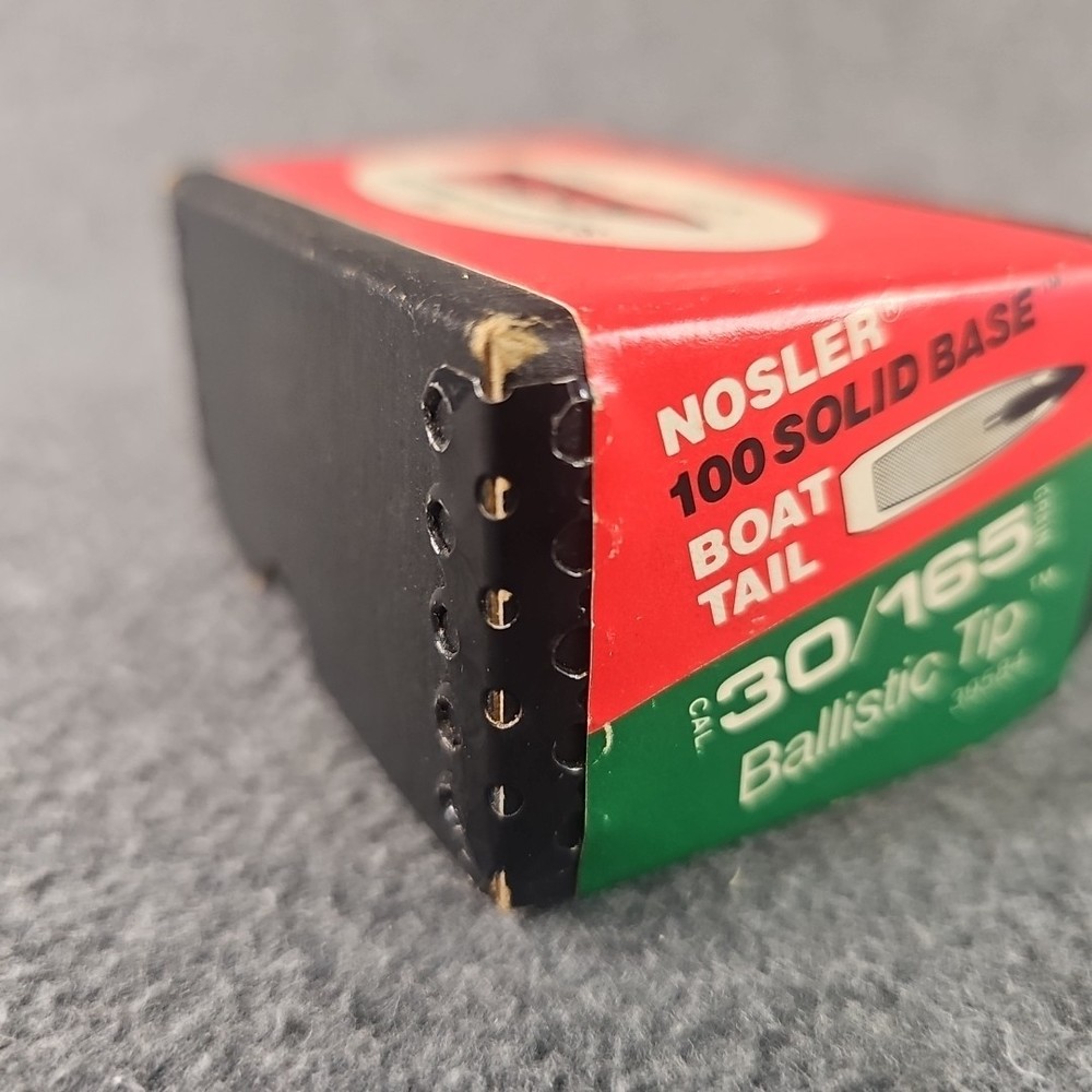 Vintage Empty box Nosler .30 Caliber (.308) 165 Grain Solid Base bullets