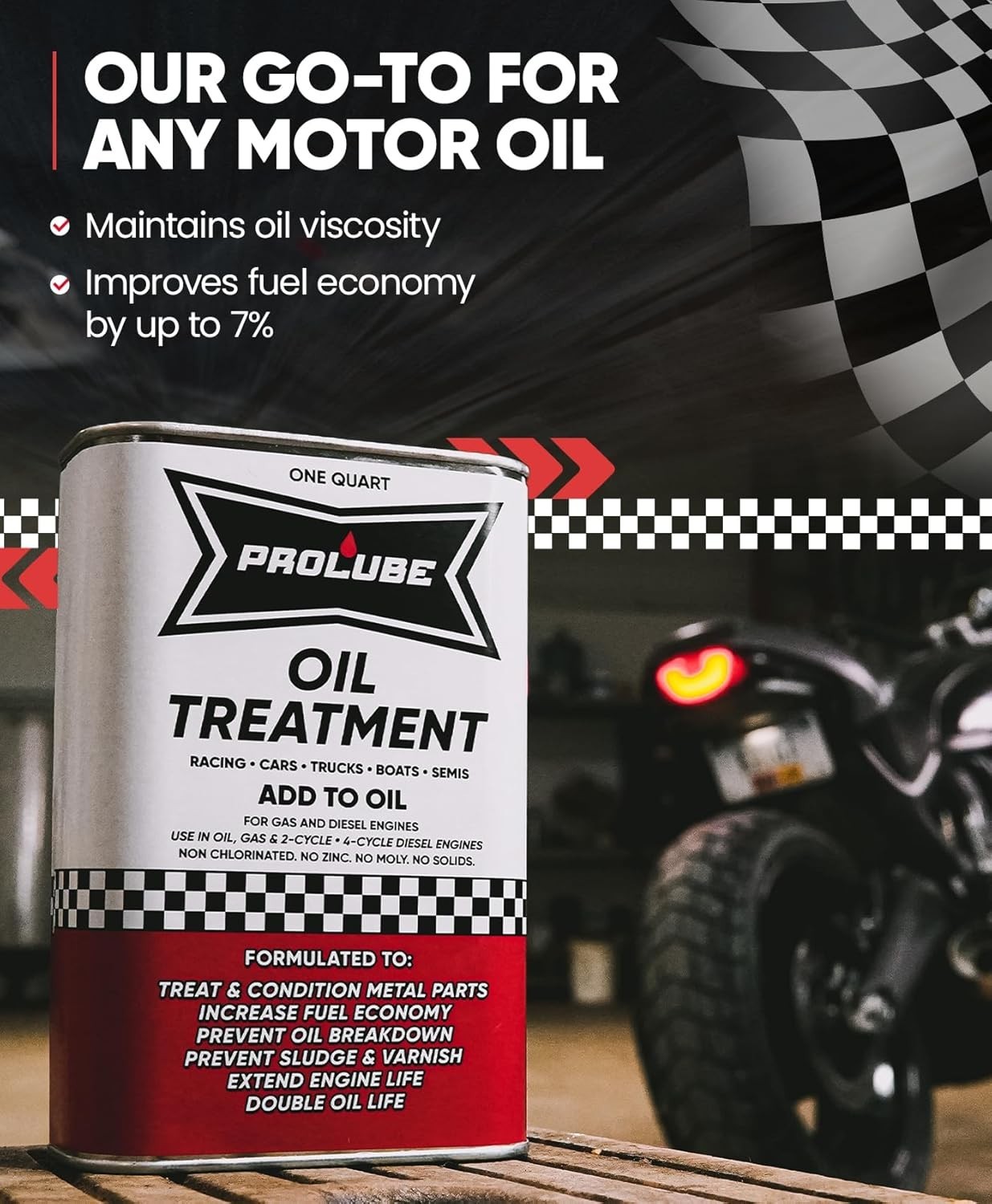 Prolube Engin Oil Treatment 1QT - Engine Oil Additive for Gas & Diesel Engines