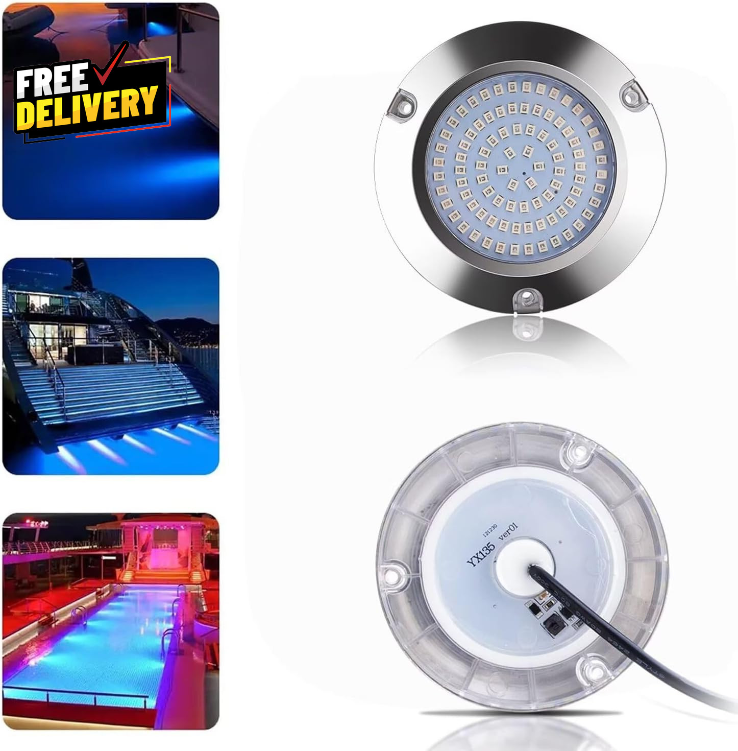 90Led Boat Marine Led Underwater Lights,Stainless Steel IP68 Waterproof Surface
