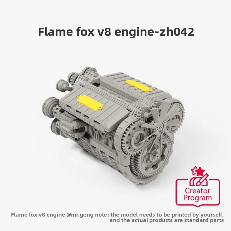For Bambu Lab Model Components - Flame Fox V8 Engine