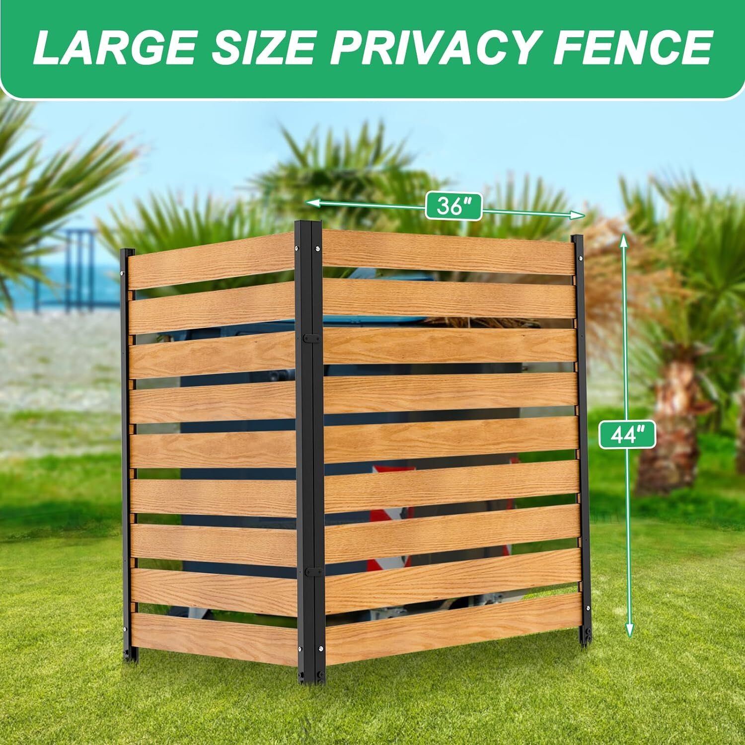 H&ZT Air Conditioner Fence Metal Post Wood Fence Panels Privacy Fence Screen