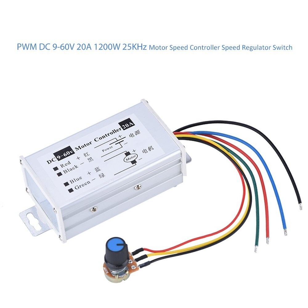 12V 24V Max 20A PWM DC Motor Stepless Variable Speed Control Controller Switch