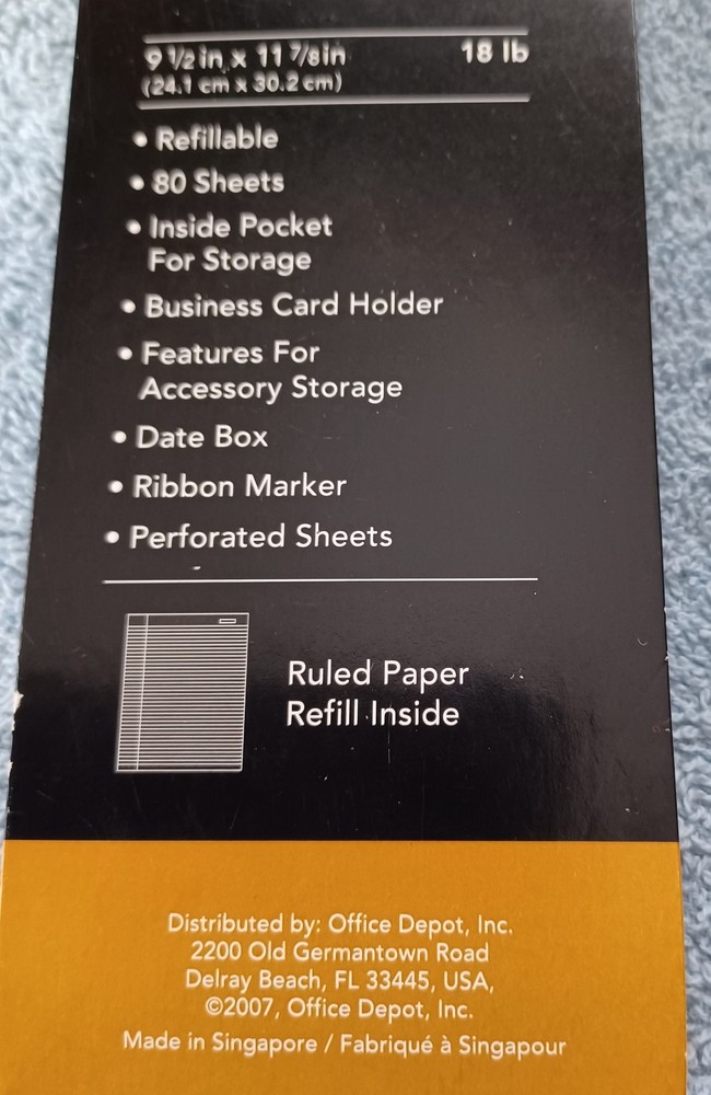 Foray Refillable Notebook Padfolio with Inside Pockets, Card Holder Never Used