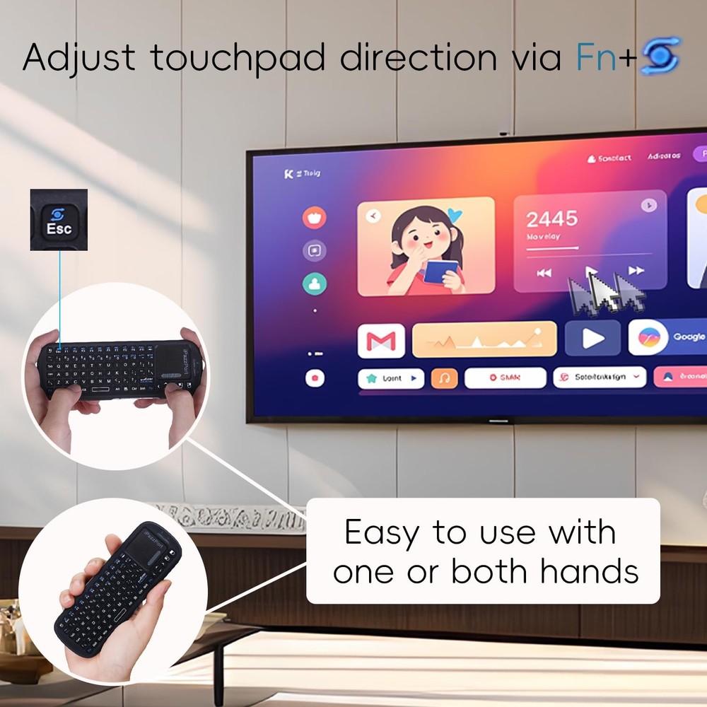 2.4G+Bluetooth Wireless Mini Keyboard with Touchpad and Compact Design,Portab...