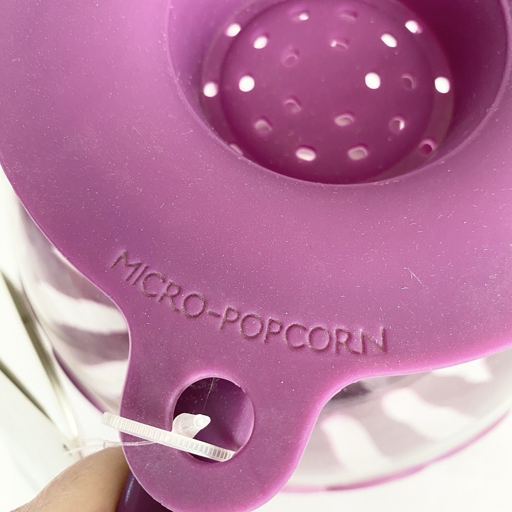Ecolution Micro Pop Microwave Popcorn Maker Purple Temperature Safe Glass 3Qt