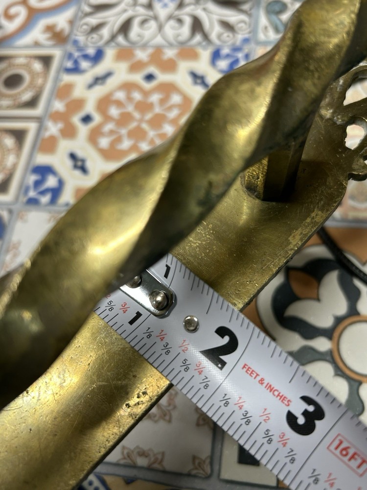 Ornate Solid Brass Door Pull Handle Architectural Salvage Aged Patina MCM