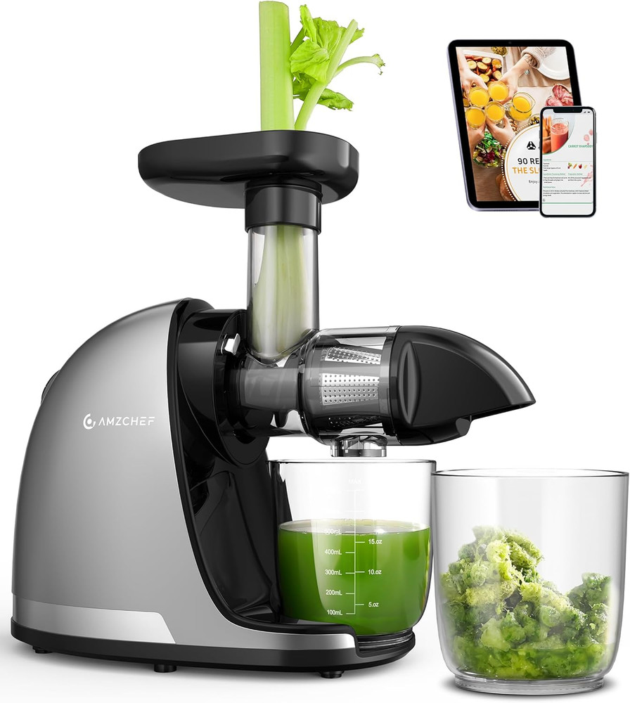 Cold Press Masticating Juicer Machine - 90% Yield Reverse System, Quiet Motor fo