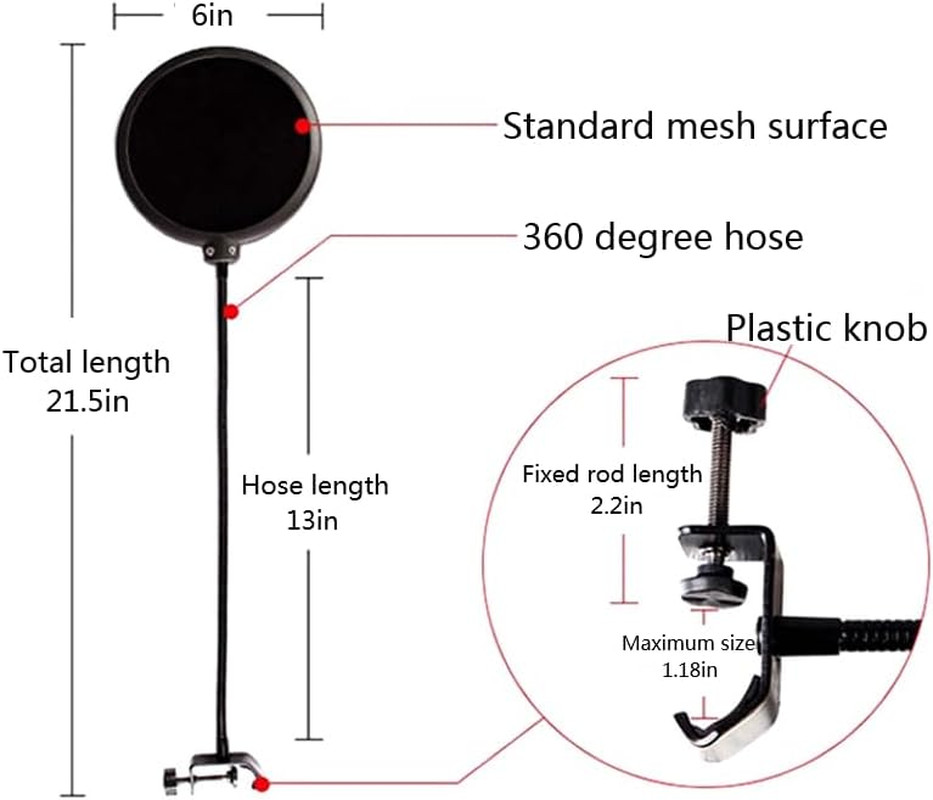 Professional Microphone Windproof and Spray Proof Cover, 6-Inch Double-Layer Win