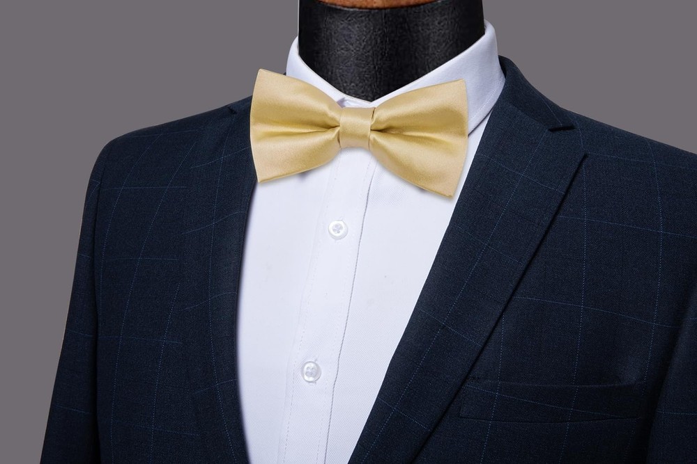 Pre-Tied Bow Tie Satin Solid Bowtie Adjustable Tuxedo Bowties for Men with Gi...
