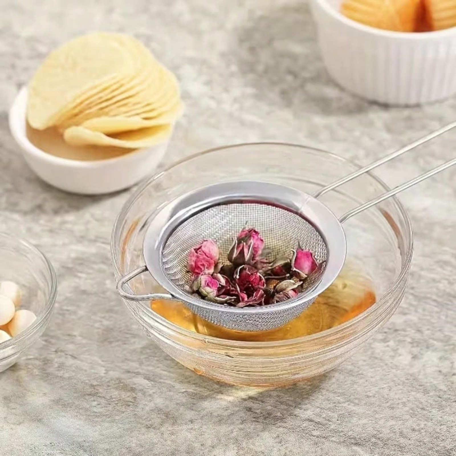 1pc Mini Stainless Steel Strainers Fine Mesh Shifter With Handles Filtering tool