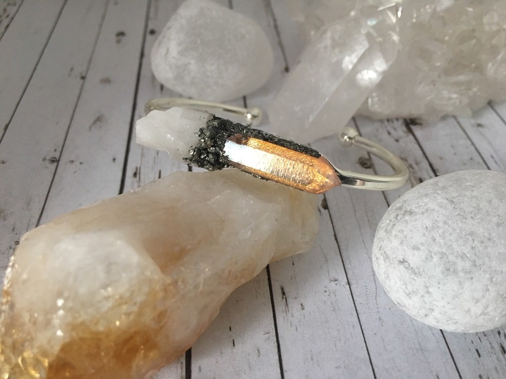 Chakra Cuff, Sacrel Chakra bangle, Raw stone, Reiki Healing