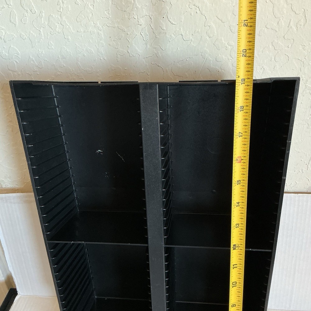 Vintage Laserline CD Storage Tower Rack 60 CD Capacity Tabletop Plastic Black
