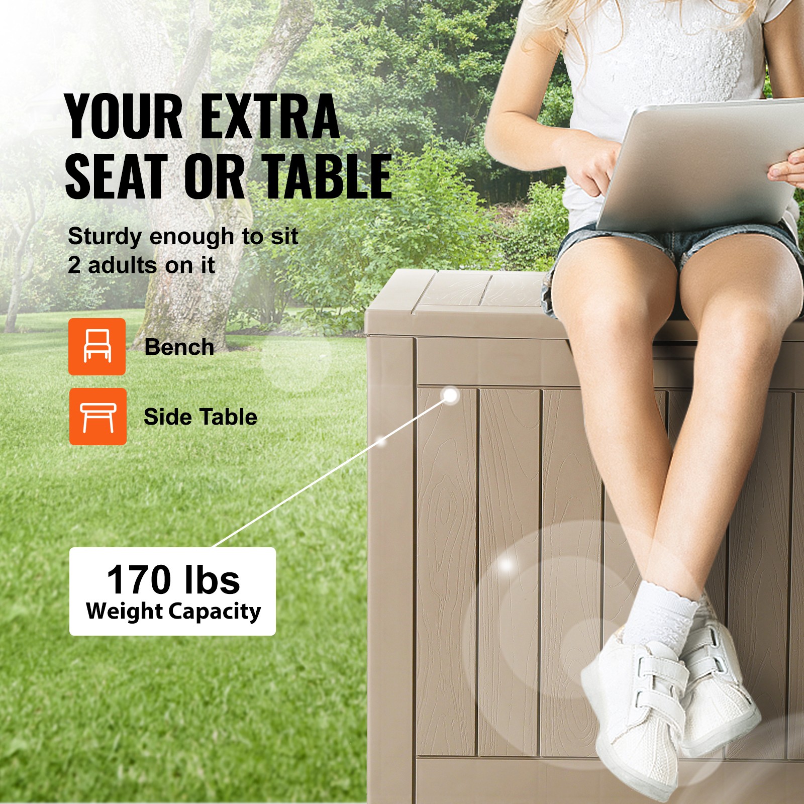 Uimoso 31-Gallon Resin Deck Box for Outdoor Storage and Patio Organization