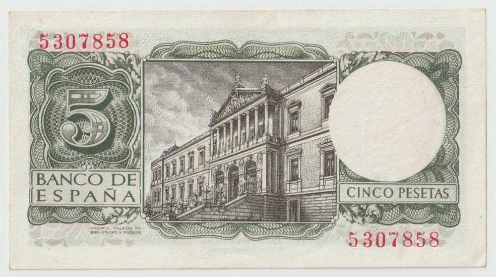 Spain 5 Festas, year 1954 Banknotes