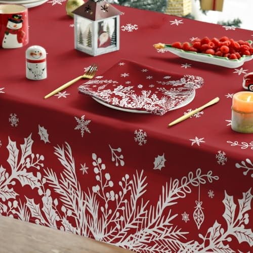 Christmas Tablecloth 60×120 Inch Rectangular, 60" x 120" (Rectangular) Red