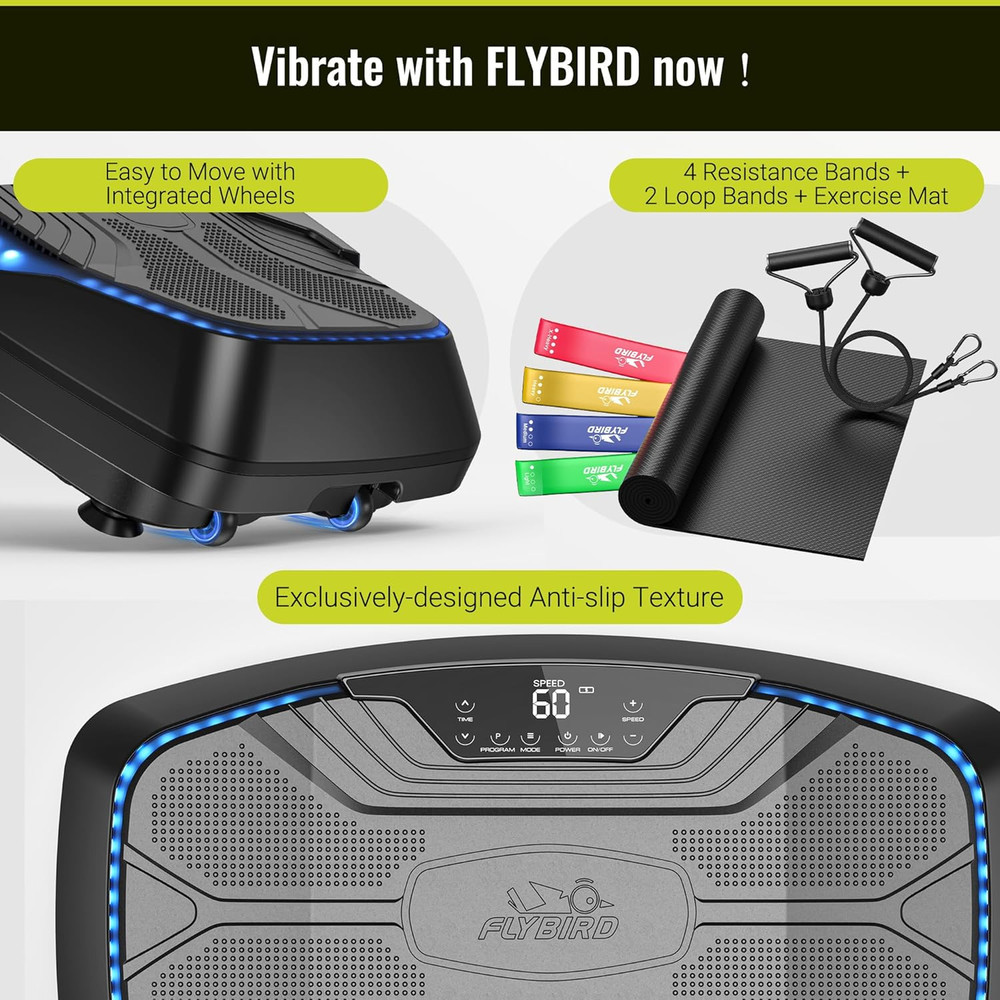 FLYBIRD Vibration Plate Exercise Machine, Adjustable Speed High Intensity Vibrat