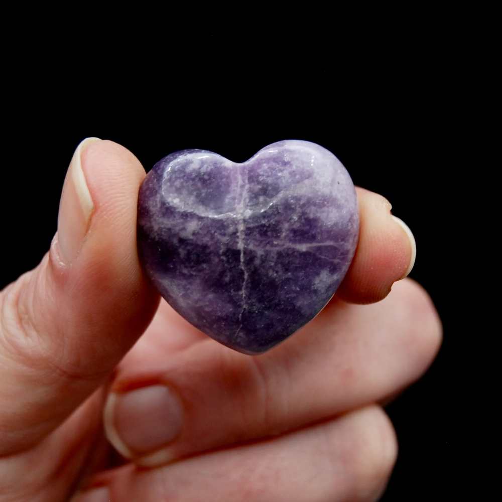 ONE 30mm Mini Lepidolite Crystal Heart, Madagascar