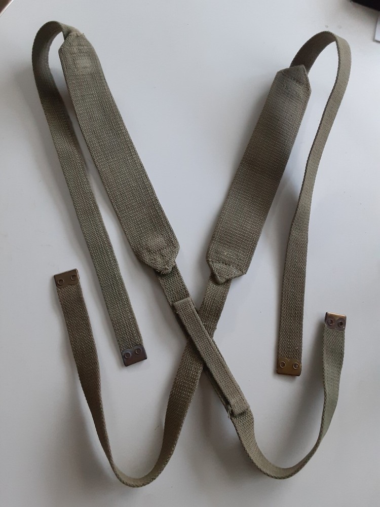 British WW2 Khaki Web Support Braces nicely Un Marked Olive Shade
