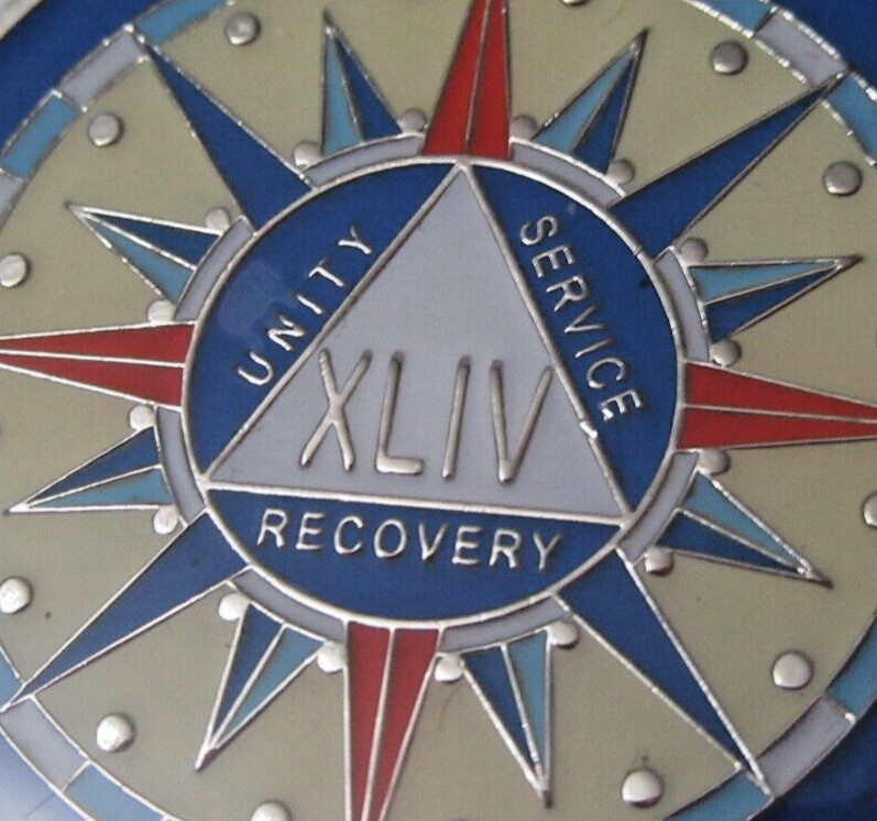Alcoholics Anonymous medallion year 44 Compass AA Sober Chip token