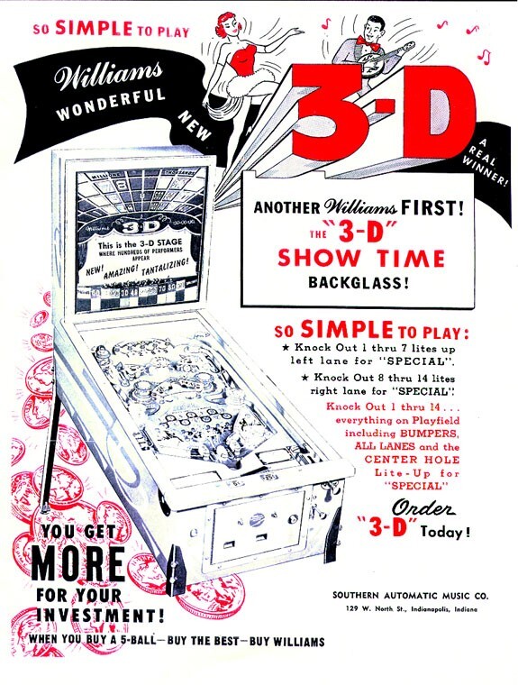 1958 Williams 3-D 3D Pinball Machine Rubber Ring Kit