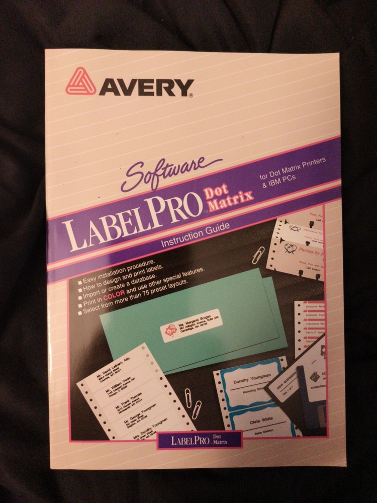Vintage Avery 5116 Label Pro for Dot Matrix Printers Software IBM Compatible NOS