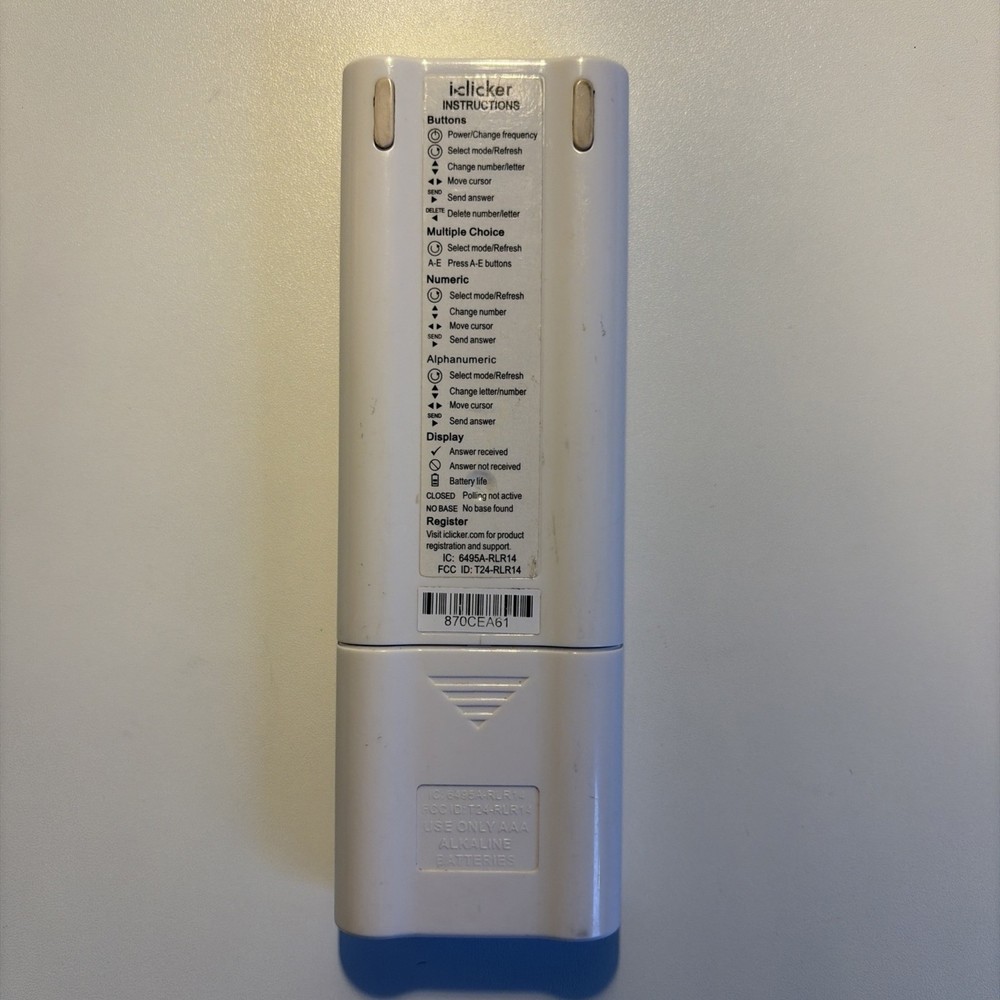 i Clicker 2 Student Remote Tested Works Classroom Response Control iclicker