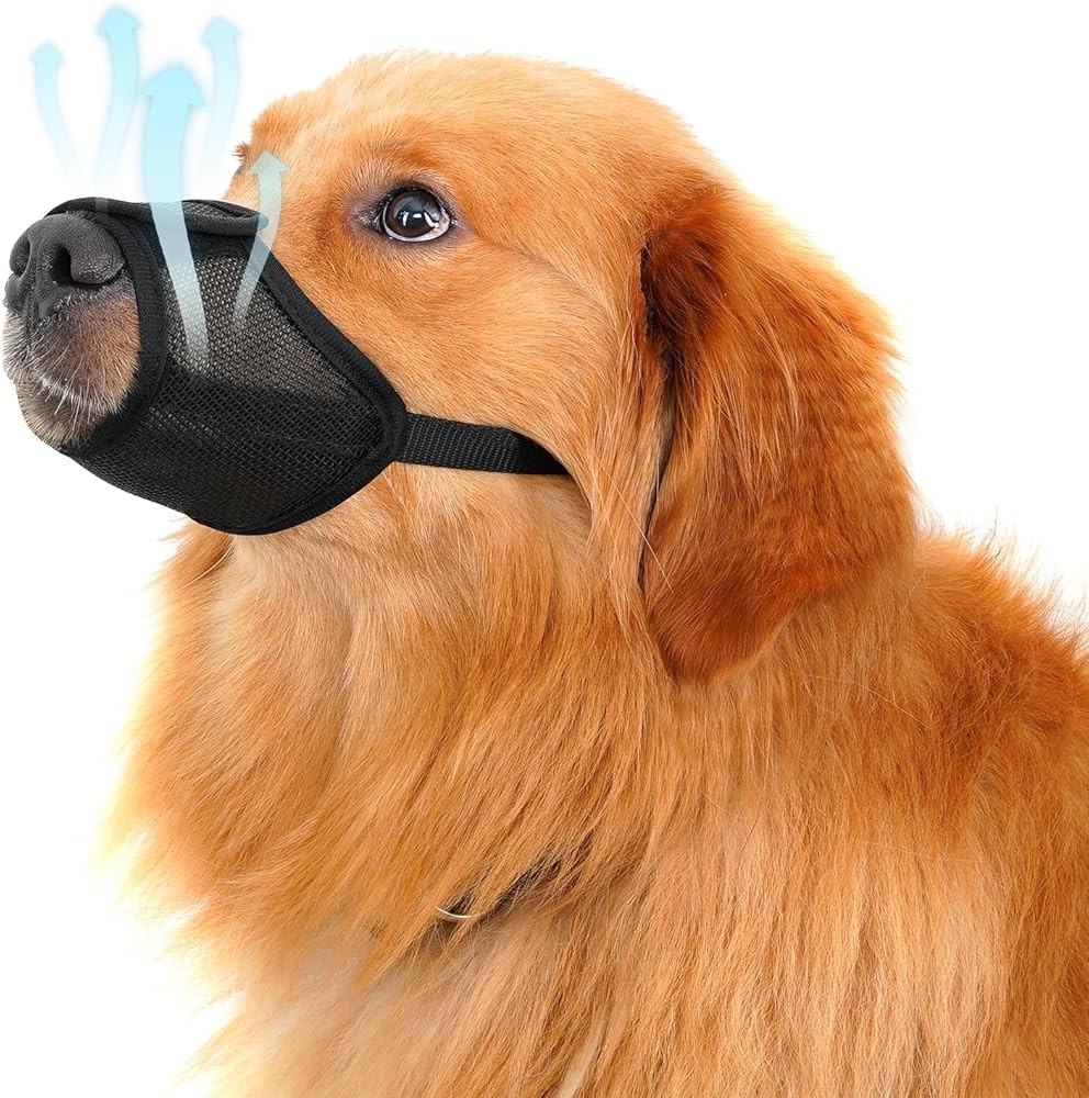 Dog Muzzle, Soft Nylon Air Mesh Breathable Drinkable Anti-Bite Adjustable