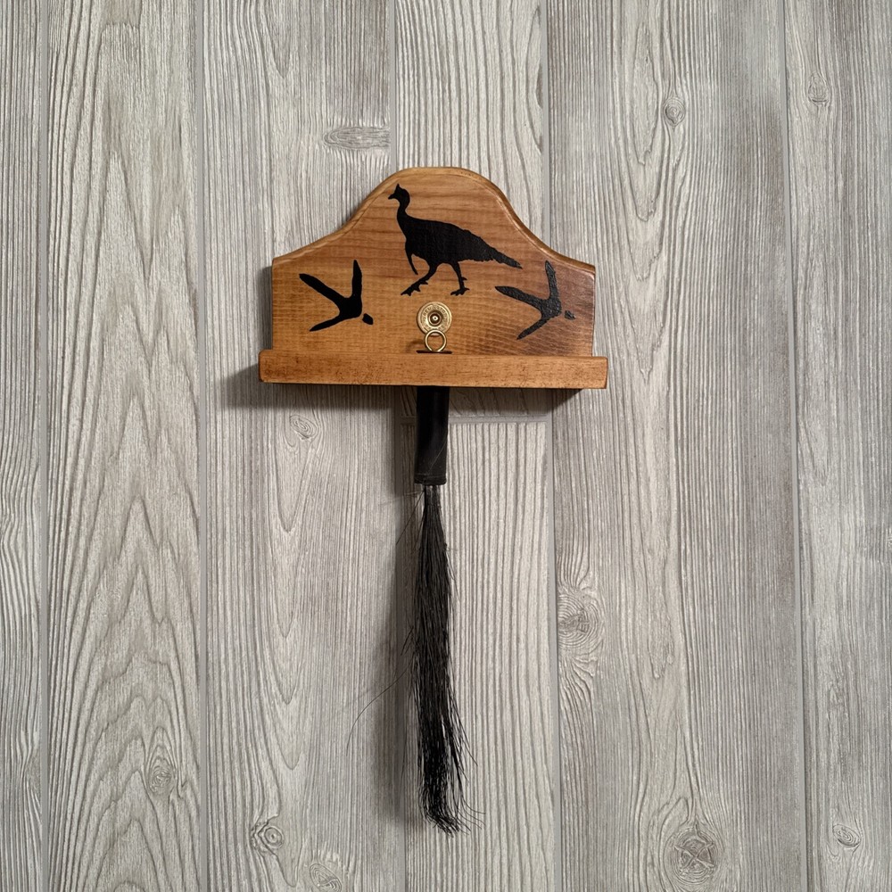 Wild Turkey Plaque Beard Display for 3 beards (12 gauge Shell) walnut color