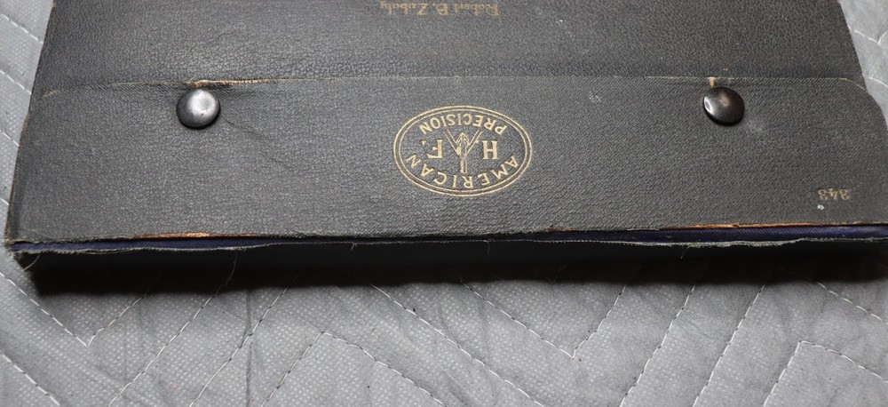 Vintage American H.F. Precision Drafting Compass Set Complete Engineer Tools