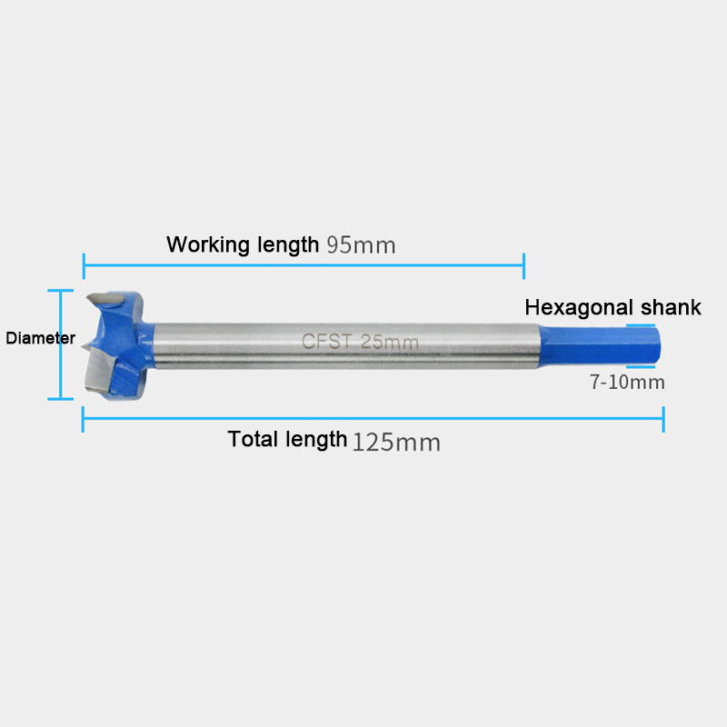 125mm Long Wood Forstner Drill Bit Boring Hole Saw Cutter Carbide Tip 16-35mm