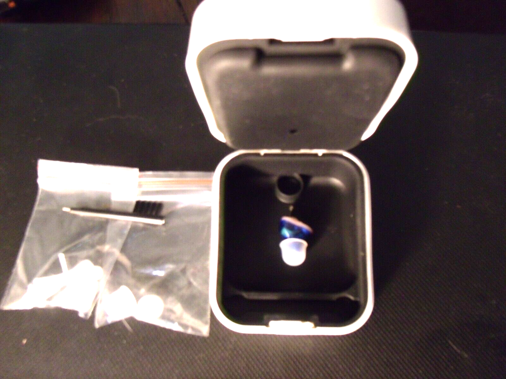 MINI HEARING AMPLIFIER/aid LEFT EAR BLUE SIZE 10 BATTERY USA