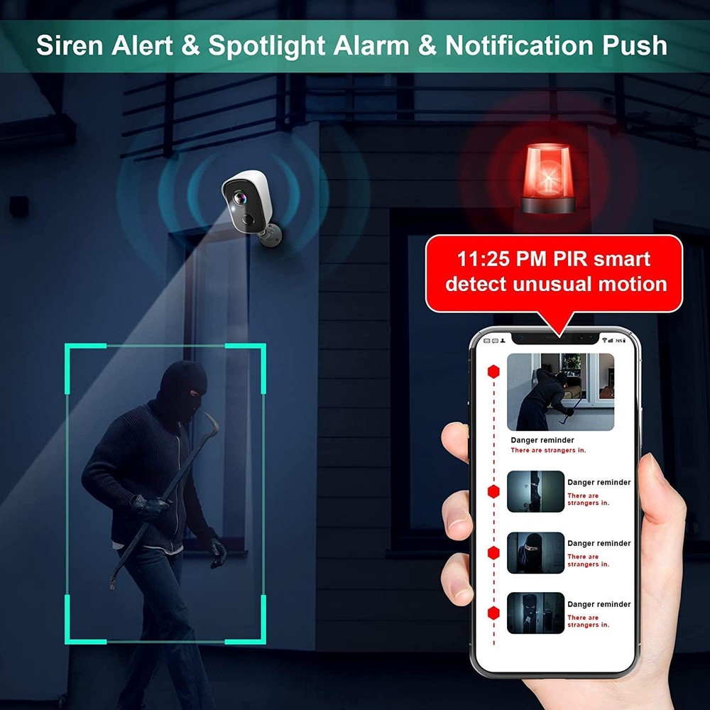Wireless Security Camera For Home Outdoor Security, Battery Powered 1080P HD