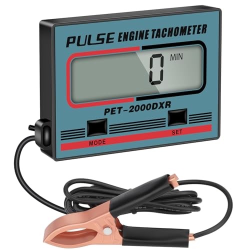 Digital Tachometer, 2 Stroke 4 Stroke Small Engine Tachometer, Blue+MODE+SET