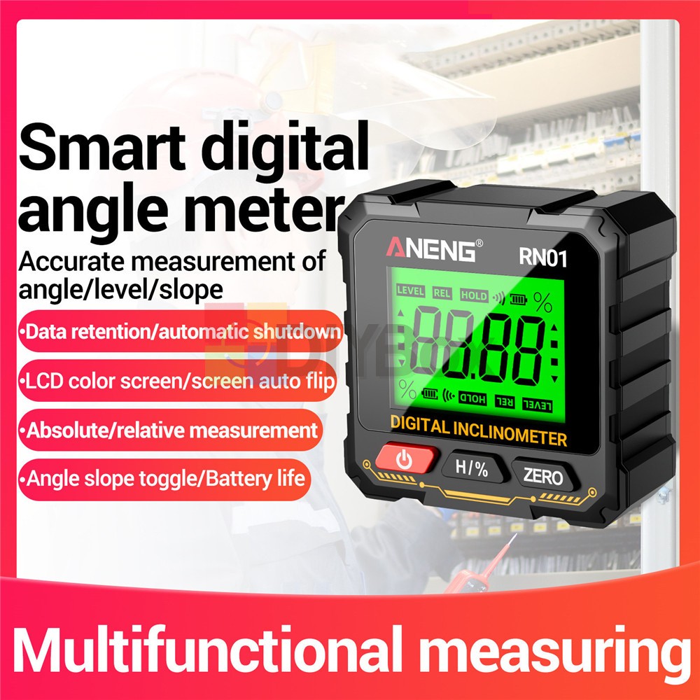 ANENG Digital Angle Finder Magnetic Protractor Level Box Inclinometer Tool 360°