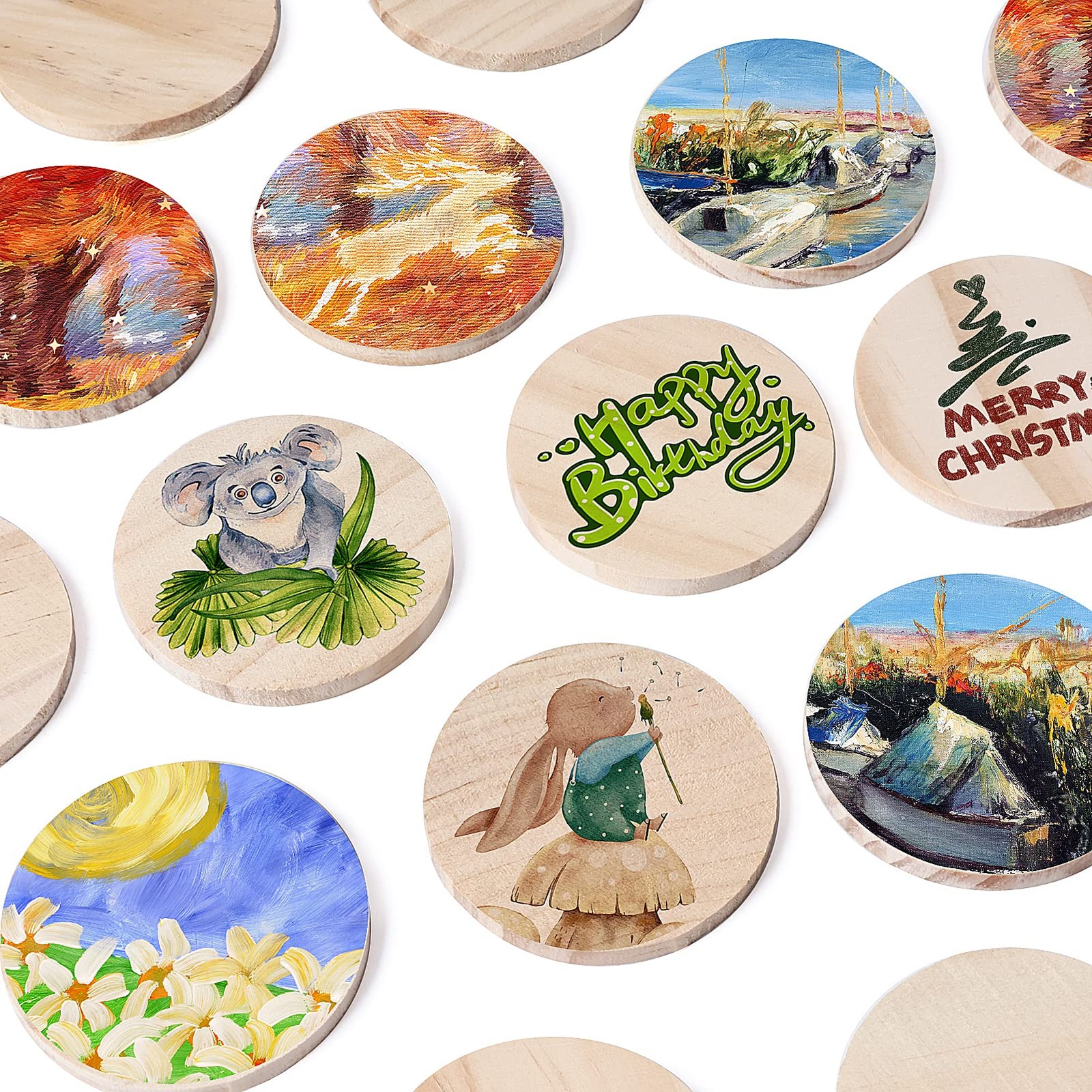 2 Inch 50 Pieces Wood Circles, GOH DODD Small Round Discs Unfinished Slices...