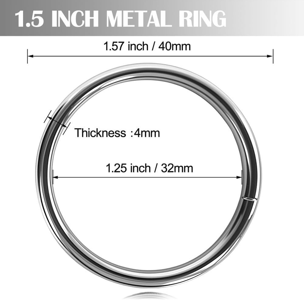 Smooth Surface 1.5 Inch Solid Metal O Rings - 12 Pack for Creative Crafts