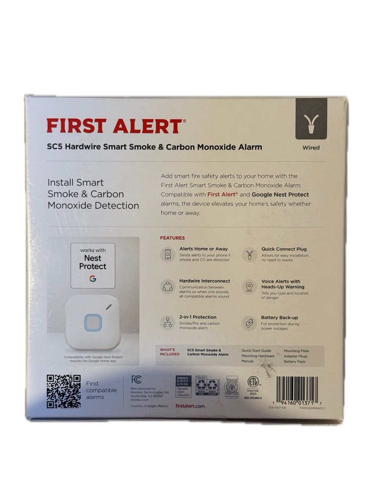 First Alert SC5 Hardwire Smart Smoke & Carbon Monoxide Alarm