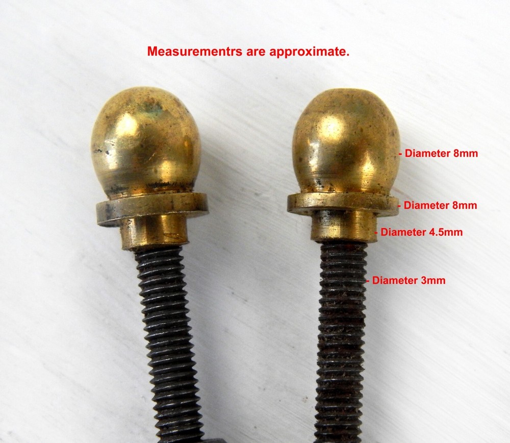 Pair Vintage Threaded Fixing Brackets for Brass Cabinet Chest Drawer Pull Handle