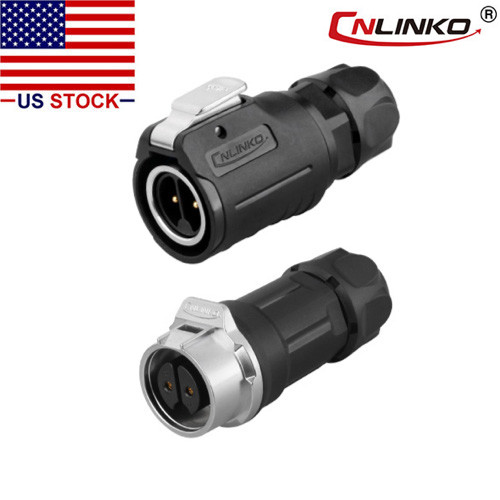 2 Pin M16 Size Power Circular Connector, Cable to Cable, Waterproof IP67