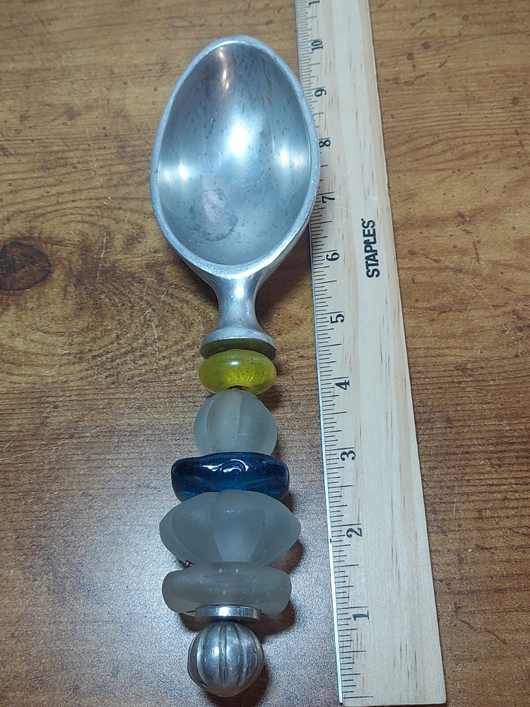 Serving Spoon 9" Lucite Acrylic Beaded Handle - Ice Cream, Salad