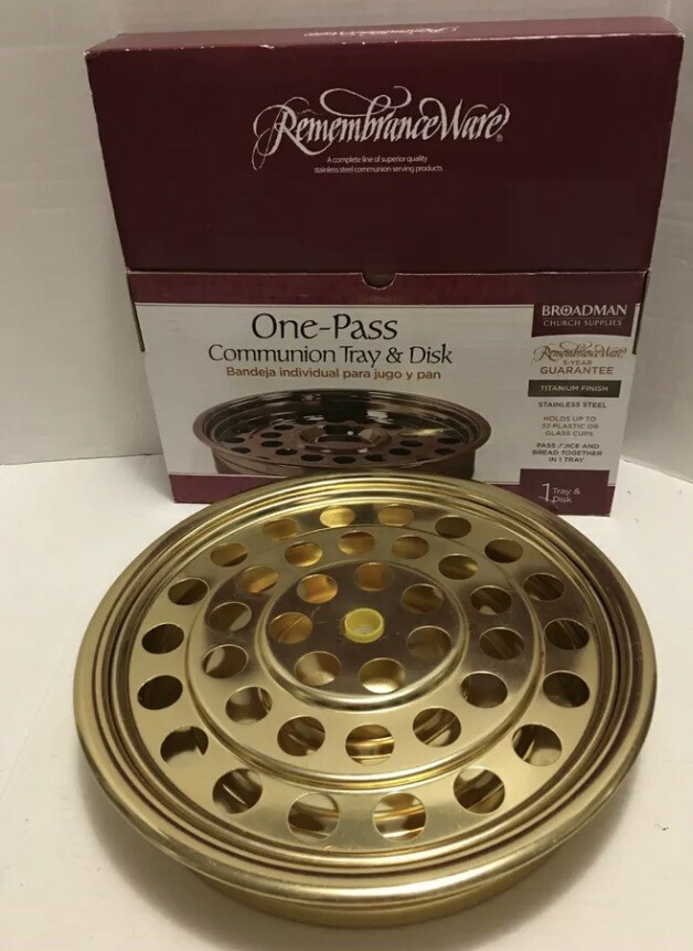 Broadman Church Supplies Remembrance Communion Tray & Insert Brass over SS NIB