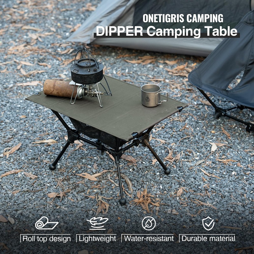 ONETIGRIS Dipper Camping Table, Lightweight Portable Folding Table with Mesh ...
