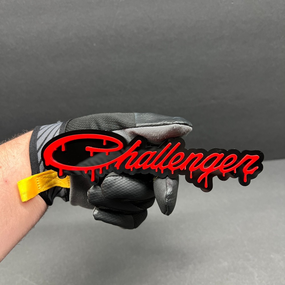 Custom RED Drip Text "Challenger" 3D Emblem–Multicolor Acrylic Badge 1PC