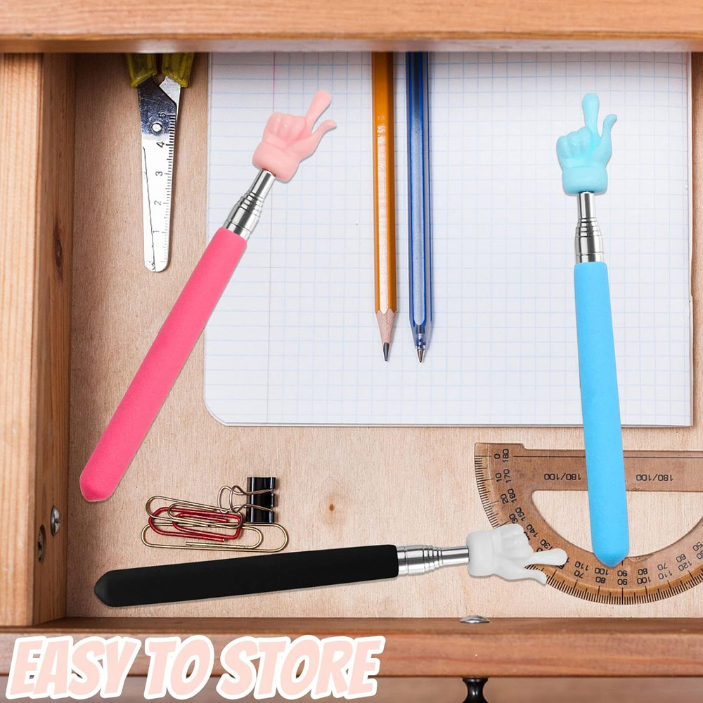 3 Pcs Telescopic Teachers Pointer, Extendable Hand Pointer Finger Pointer Sti...