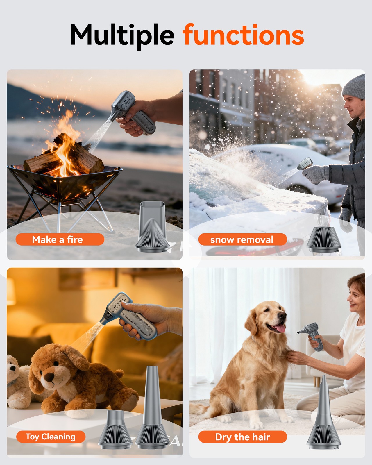 WOLFBOX DF60 110000RPM Cordless Air Duster 3-Speed with 5 Nozzles, Fast Charging